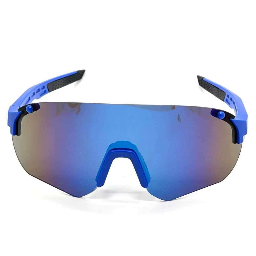 Elegant Sunglasses Visor Cycling Running Women Fashion Blue Mirrored Lens Shield